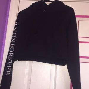 A Justin Bieber purpose tour black cropped jacket